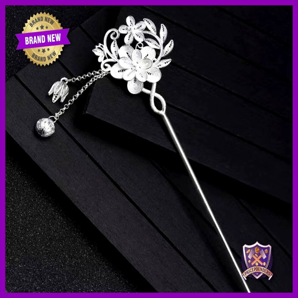 Sterling Silver Hairpin Elegant Tassel Hypoallergenic Vintage Hair Accessory